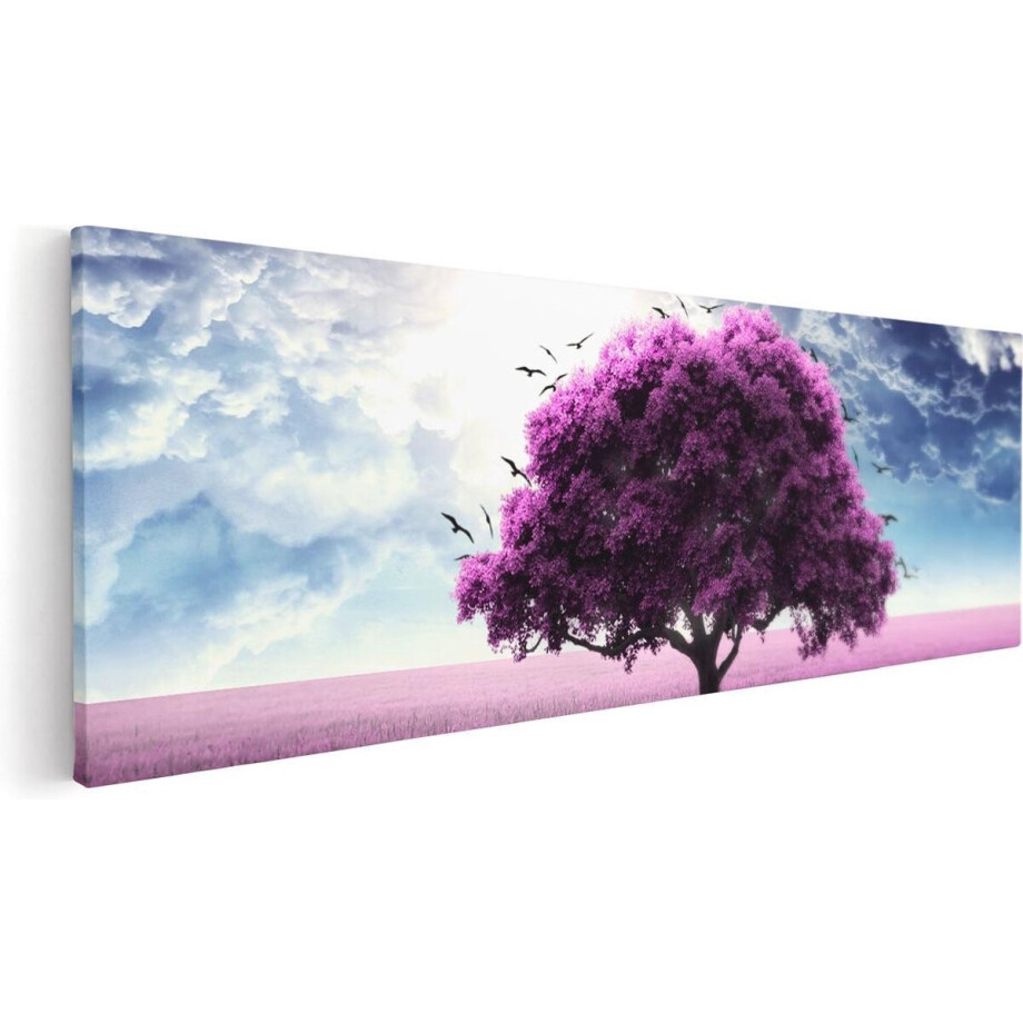 Artaza Canvas Schilderij Paarse Boom In Het Paars Veld Met Vogels - 90x30 - Foto Op Canvas - Canvas Print Artaza Canvas Schilderij Paarse Boom In Het Paars Veld Met Vogels - 90x30 - Foto Op Canvas - Canvas Print afbeelding 1