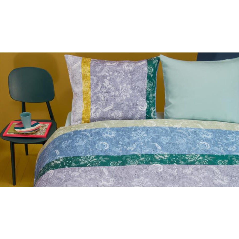 Oilily Blooming Stripe Dekbedovertrek - Lits-jumeaux - 240x200/220 cm - Blue afbeelding 1