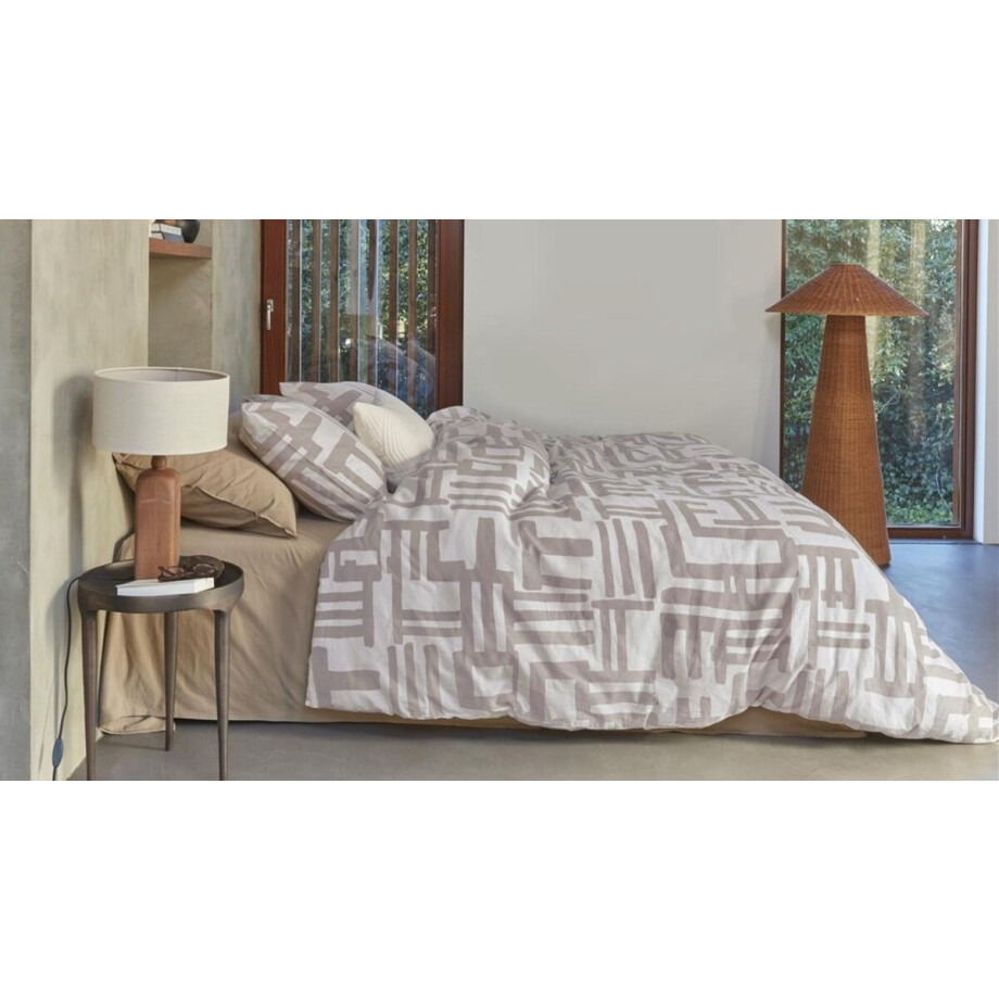 vtwonen Mixed Stripes dekbedovertrek - Tweepersoons - 200x200/220 - Naturel afbeelding 1