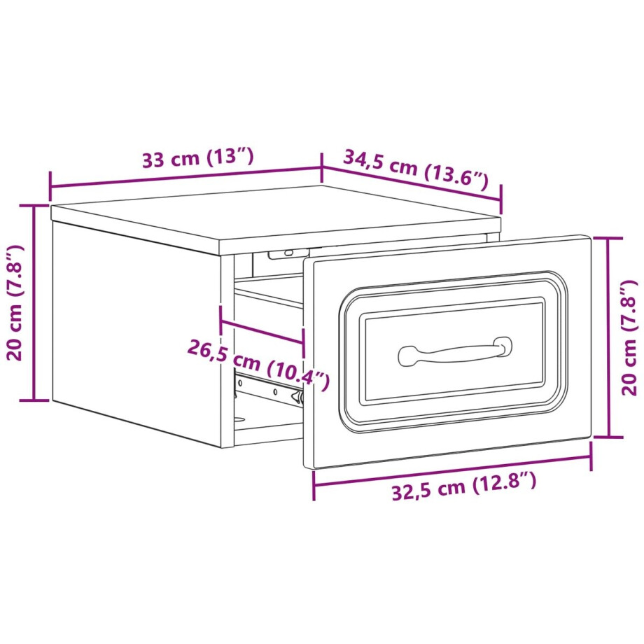 vidaXL - Muurbevestigde - Nachttafel - 2 - pcs - Betongrijs - 34,5 - x - 33 - x - 20 - cm vidaXL - Muurbevestigde - Nachttafel - 2 - pcs - Betongrijs - 34,5 - x - 33 - x - 20 - cm afbeelding 1