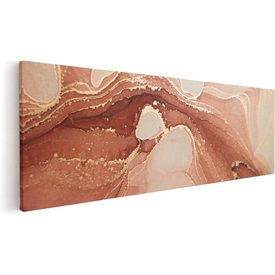 Artaza Canvas Schilderij Abstracte Kunst in het Roze Marmer - 60x20 - Foto Op Canvas - Canvas Print afbeelding 1