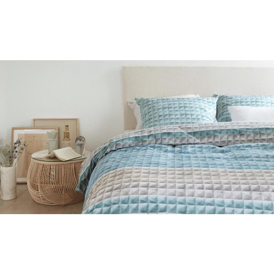 Ariadne at Home Quilted Squares Dekbedovertrek - Blauw afbeelding 1