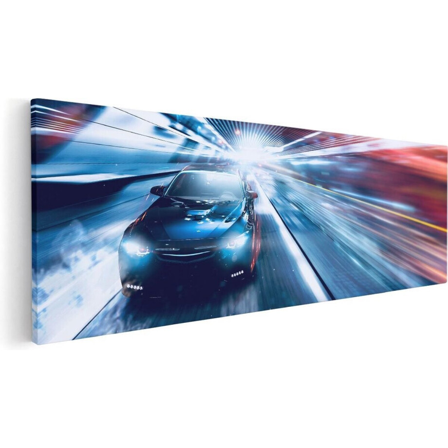 Artaza Canvas Schilderij Zwarte Sportwagen Auto - Abstract - 60x20 - Foto Op Canvas - Canvas Print afbeelding 1