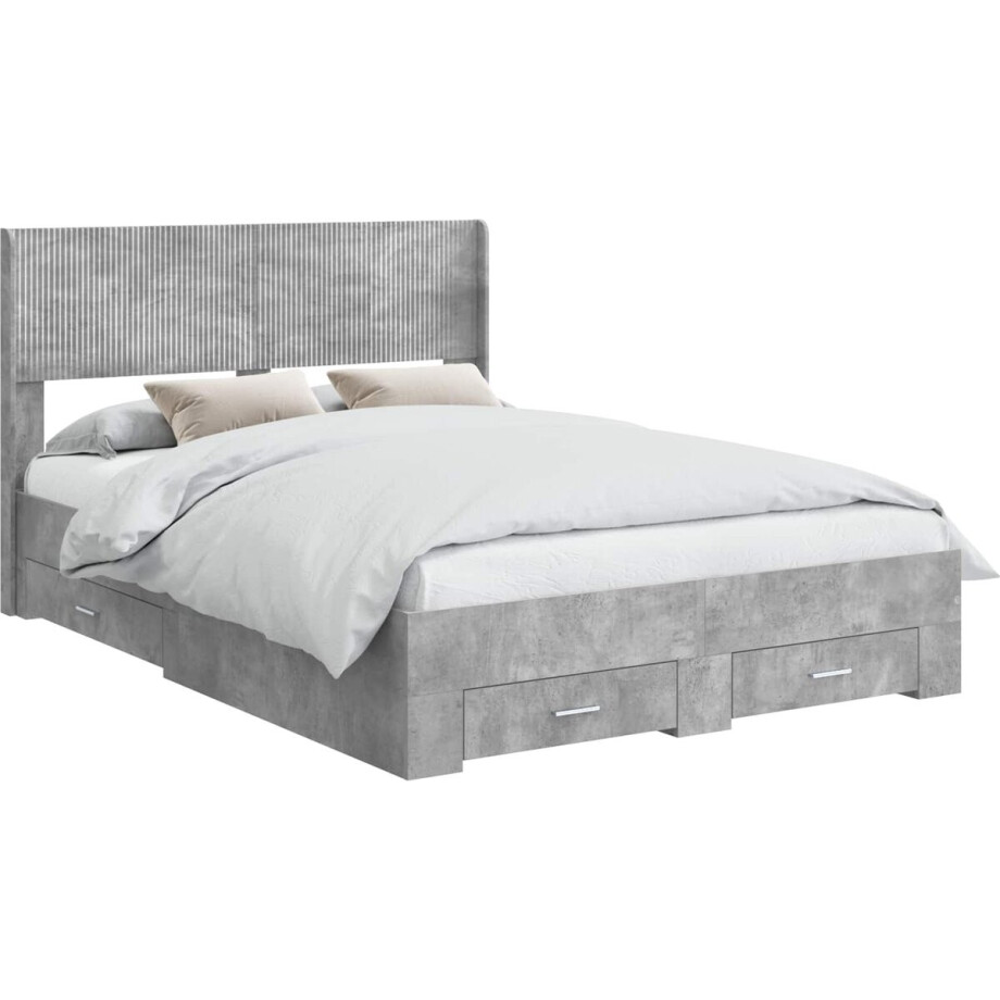 vidaXL - Bedframe - met - opbergruimte - en - hoofdbord - Betongrijs - Bewerkt - hout vidaXL - Bedframe - met - opbergruimte - en - hoofdbord - Betongrijs - Bewerkt - hout afbeelding 1