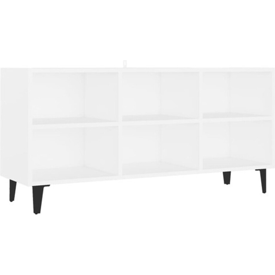 vidaXL - Tv-meubel - met - metalen - poten - 103,5x30x50 - cm - wit afbeelding 1