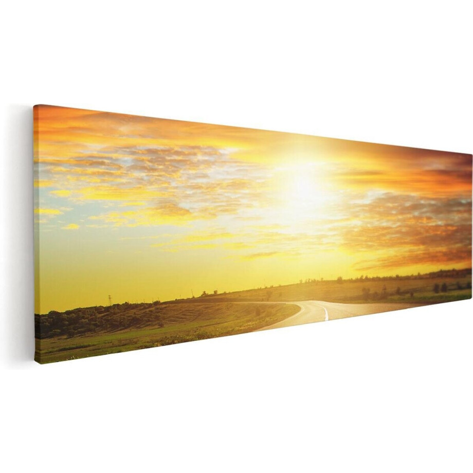Artaza Canvas Schilderij Zonsondergang - 120x40 cm - Groot - Wanddecoratie Weg - Muurdecoratie Landschap - Schilderijen Op Canvas Natuur Artaza Canvas Schilderij Zonsondergang - 120x40 cm - Groot - Wanddecoratie Weg - Muurdecoratie Landschap - Schilderijen Op Canvas Natuur afbeelding 1