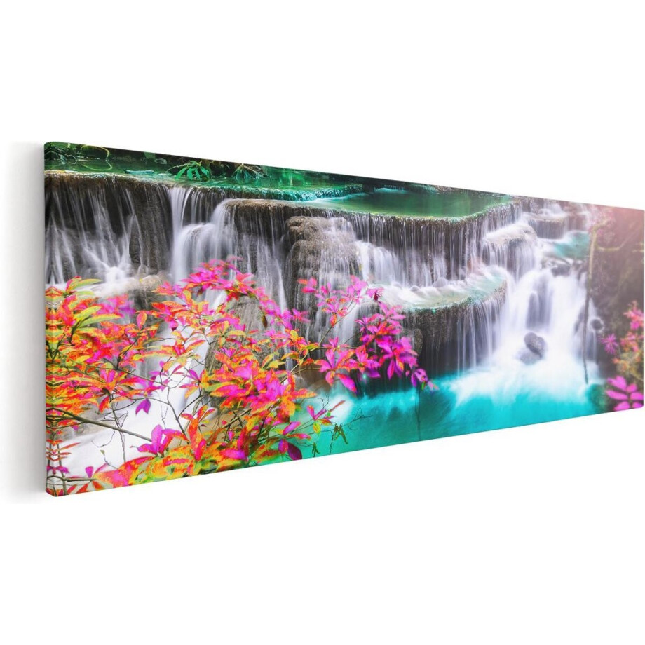 Artaza Canvas Schilderij Waterval In De Herfst Met Kleurrijke Bloemen - 60x20 - Foto Op Canvas - Canvas Print Artaza Canvas Schilderij Waterval In De Herfst Met Kleurrijke Bloemen - 60x20 - Foto Op Canvas - Canvas Print afbeelding 1