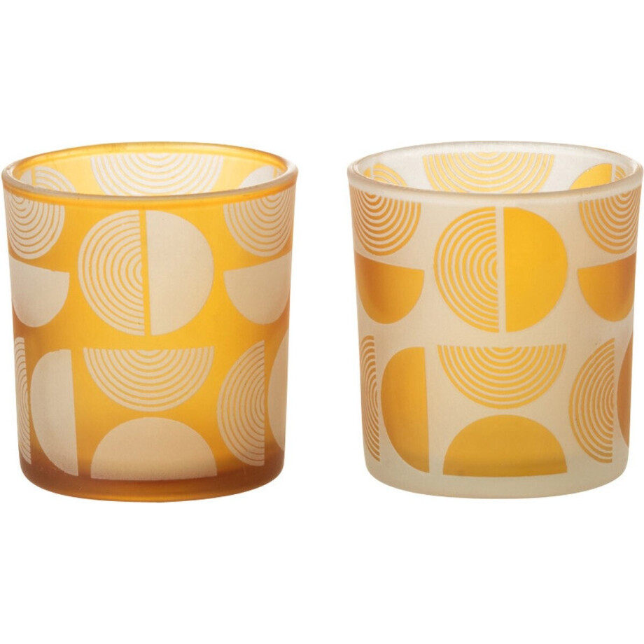J-Line windlicht Halve Ronden - glas - oranje - small - 2 stuks J-Line windlicht Halve Ronden - glas - oranje - small - 2 stuks afbeelding 1