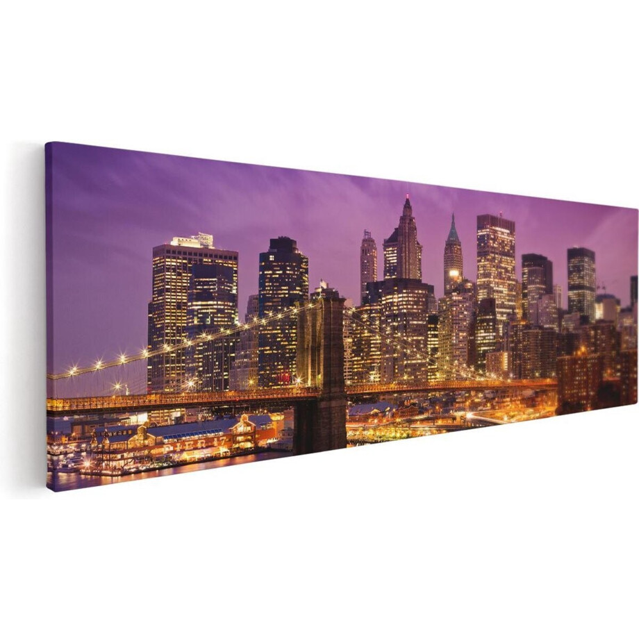 Artaza Canvas Schilderij Skyline New York Van Centrum In Het Paars - 90x30 - Foto Op Canvas - Canvas Print Artaza Canvas Schilderij Skyline New York Van Centrum In Het Paars - 90x30 - Foto Op Canvas - Canvas Print afbeelding 1