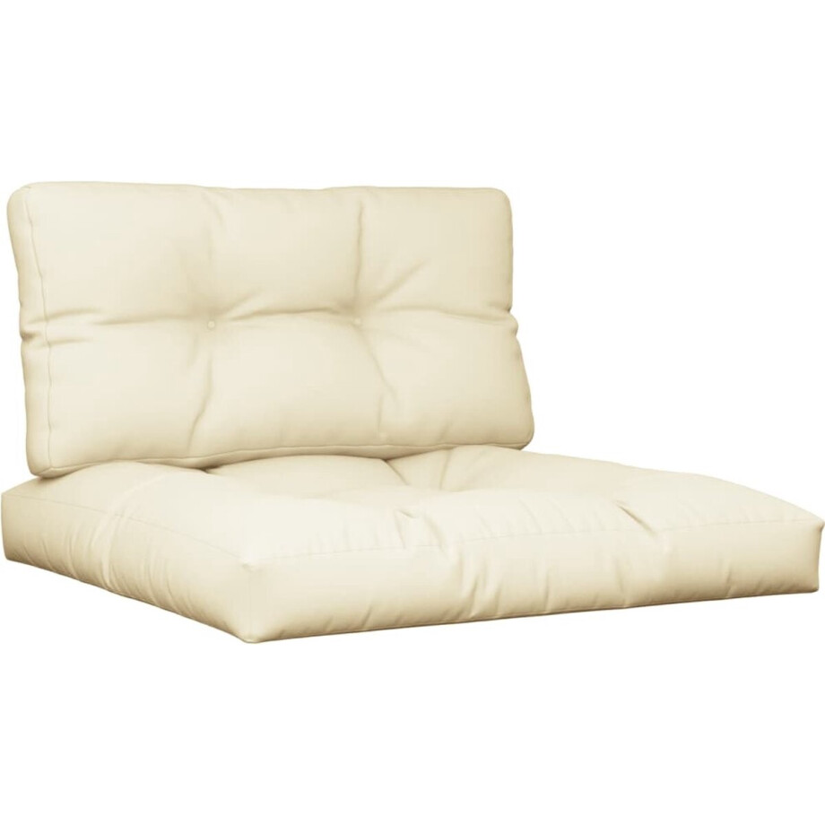 vidaXL - Palletkussens - 2 - st - stof - crèmekleurig vidaXL - Palletkussens - 2 - st - stof - crèmekleurig afbeelding 1