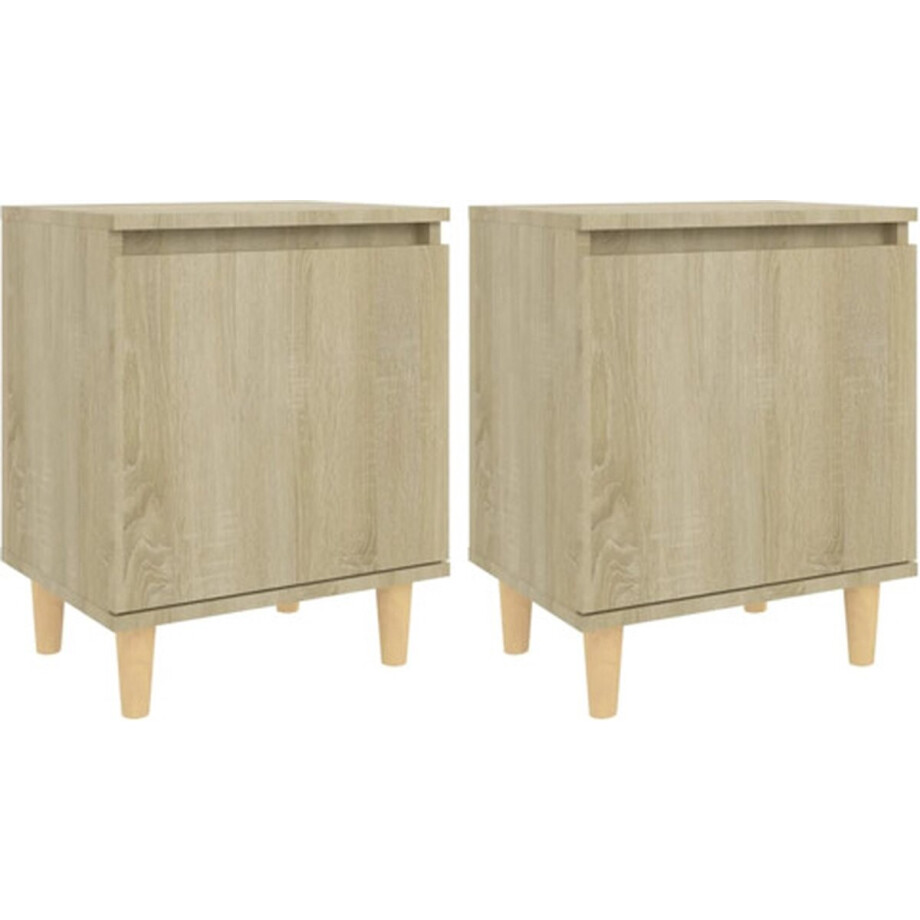 vidaXL - Nachtkastjes - 2 - st - met - houten - poten - 40x30x50 - cm - sonoma - eiken afbeelding 1