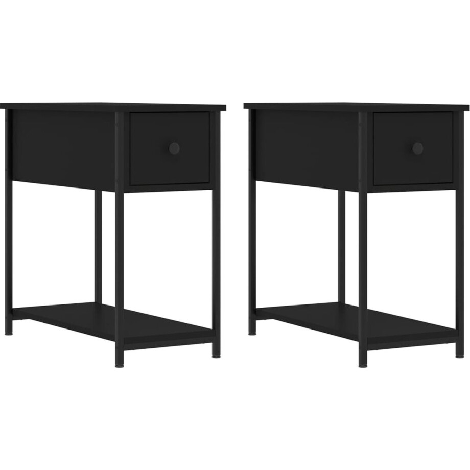vidaXL - Nachtkastjes - 2 - st - 30x60x60 - cm - bewerkt - hout - zwart vidaXL - Nachtkastjes - 2 - st - 30x60x60 - cm - bewerkt - hout - zwart afbeelding 1