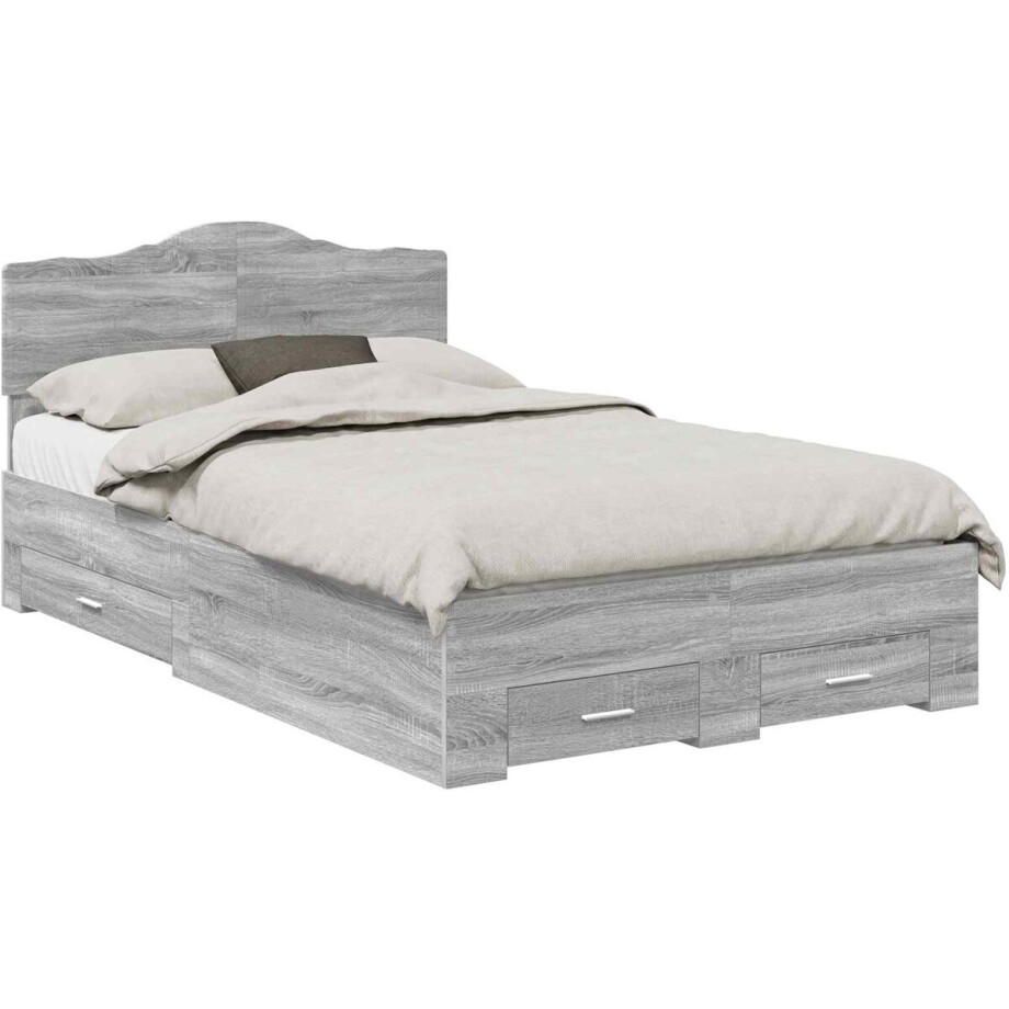 vidaXL - Bedframe - met - hoofdeinde - Grijs - Sonoma - 120 - x - 200 - cm - Bewerkt - hout vidaXL - Bedframe - met - hoofdeinde - Grijs - Sonoma - 120 - x - 200 - cm - Bewerkt - hout afbeelding 1