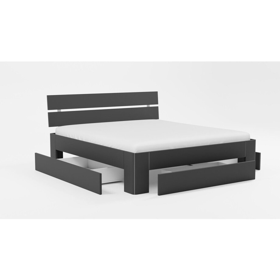 B Bright Bed Fresh 500 met hoofdbord en 3 opbergladen - 160 x 200 cm - antraciet afbeelding 1