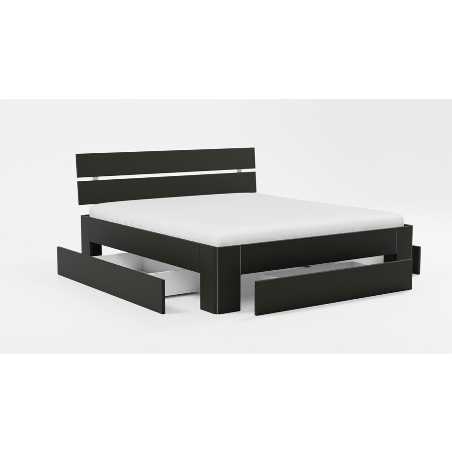 B Bright Bed Fresh 500 met hoofdbord en 3 opbergladen - 160 x 210 cm - zwart afbeelding 1