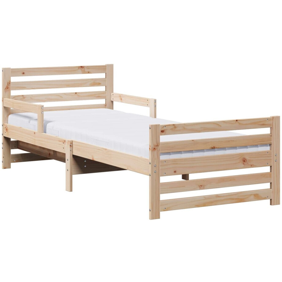 vidaXL - Bedframe - met - matras - Bruin - 80 - x - 200 - cm - Massief - grenenhout afbeelding 1