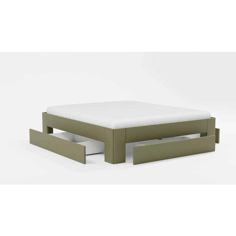 B Bright Bed Fresh 500 met 3 opbergladen - 180 x 200 cm - rietgroen afbeelding 1