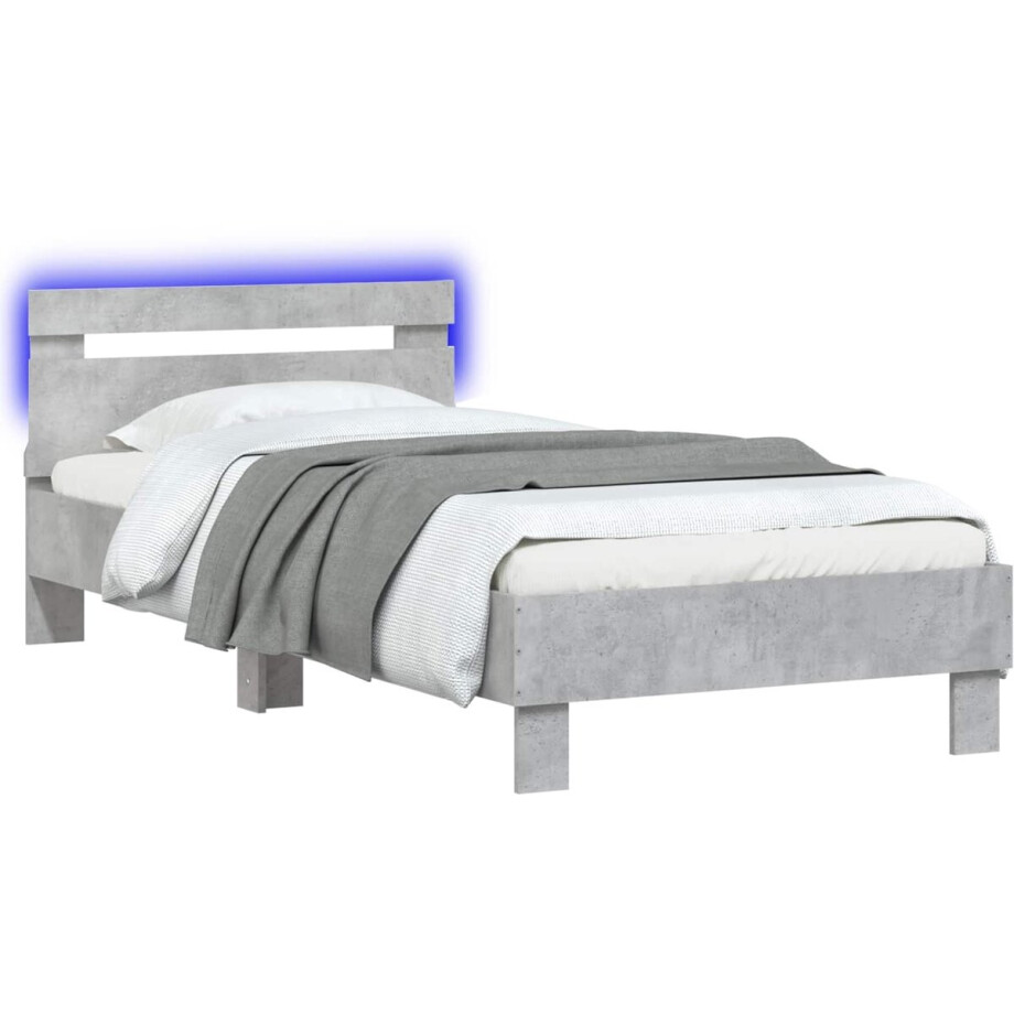 vidaXL - Bedframe - Betongrijs - 80 - x - 200 - cm - Bewerkt - hout vidaXL - Bedframe - Betongrijs - 80 - x - 200 - cm - Bewerkt - hout afbeelding 1