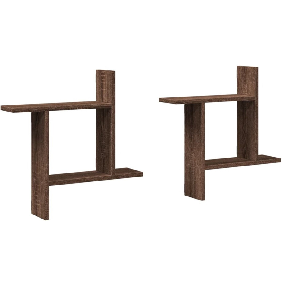 vidaXL Wandschappen - 2 stuks - 50x12x50 cm - Bruin Eiken Wandplanken - Houten Planken - Opbergplank - Muurschrankje - Zwevende Kastjes afbeelding 1