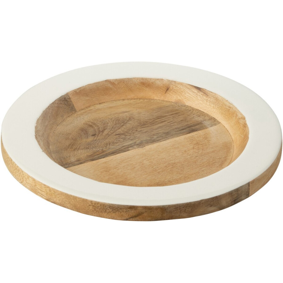 J-Line decoratie Plateau - hout - wit/naturel - small J-Line decoratie Plateau - hout - wit/naturel - small afbeelding 1