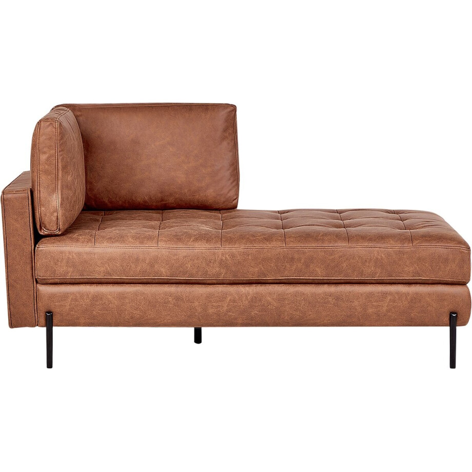 BELIANI REBAIS - Chaise longue - Goudbruin - Linkszijdig - Kunstleer afbeelding 1