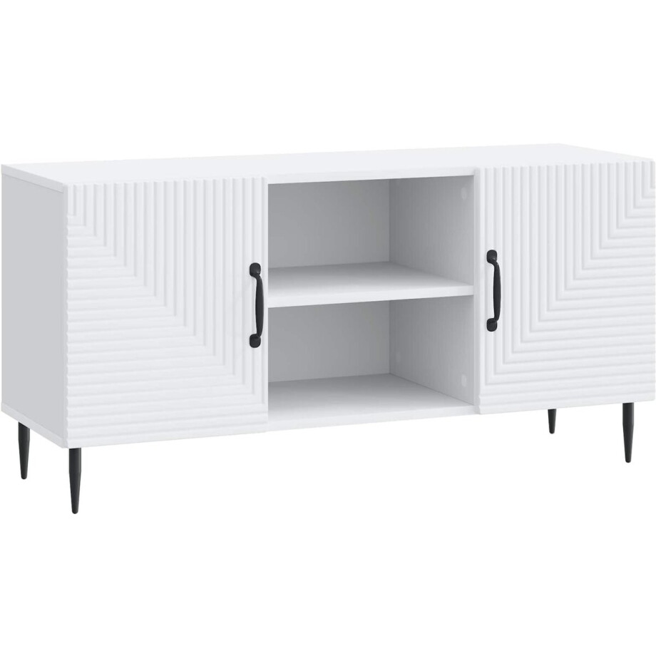 vidaXL - TV - Kast - Wit - 102 - x - 34,5 - x - 50 - cm - Bewerkt - hout afbeelding 1