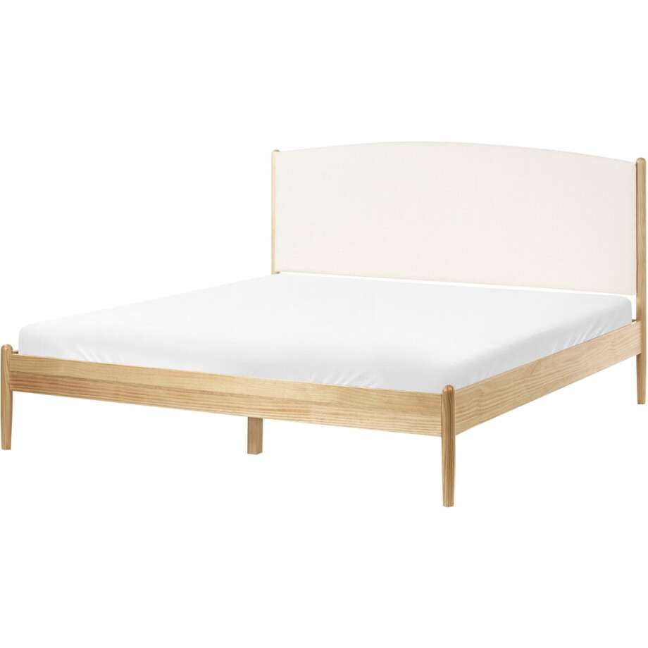 BELIANI CLAIRAC - Tweepersoonsbed - Lichtbruin - 160 x 200 cm - Grenenhout afbeelding 1