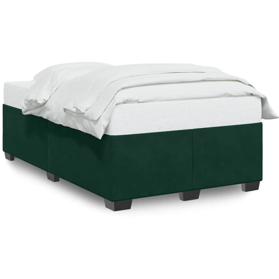 vidaXL - Bedframe - zonder - matras - 120x200 - cm - fluweel - donkergroen vidaXL - Bedframe - zonder - matras - 120x200 - cm - fluweel - donkergroen afbeelding 1