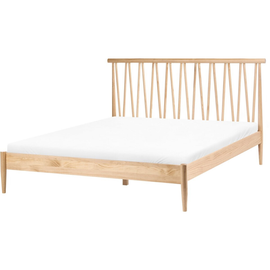 URDOS - Tweepersoonsbed - Lichtbruin - 160 x 200 cm - Grenenhout afbeelding 1