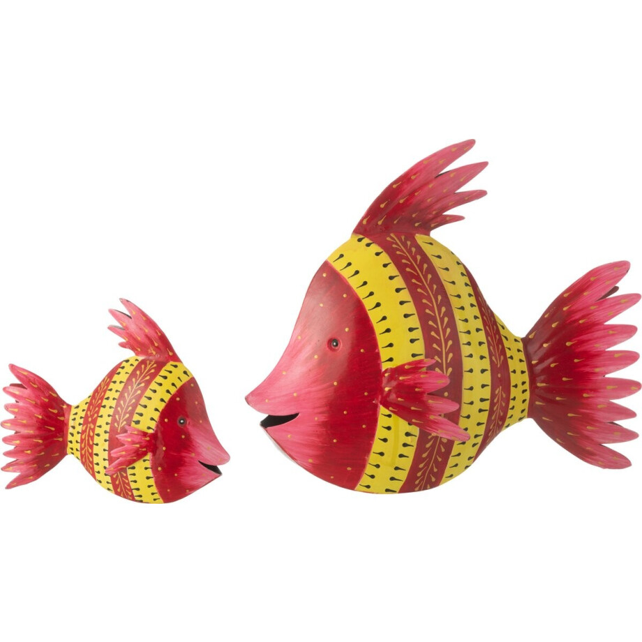 J-Line decoratie Vis - ijzer - roze/geel - large afbeelding 1