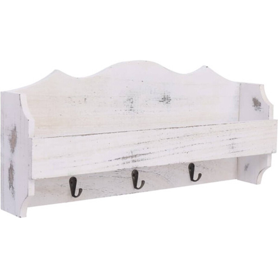 vidaXL - Wandkapstok - 50x10x23 - cm - hout - wit afbeelding 1