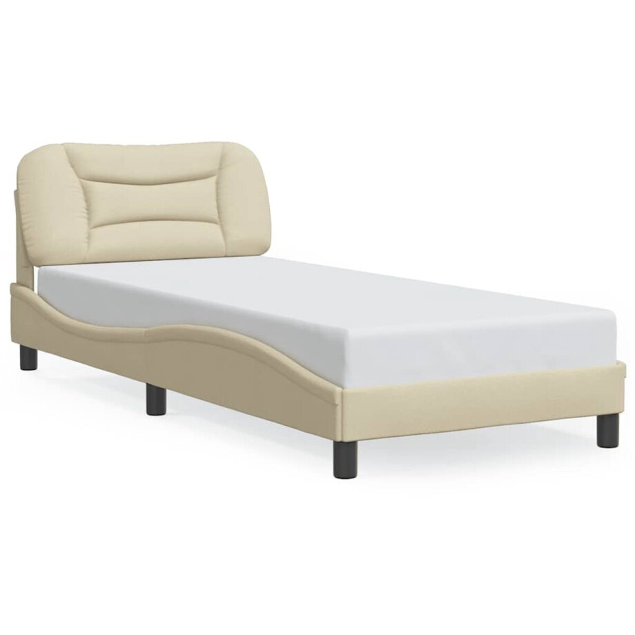 vidaXL - Bedframe - zonder - matras - "Hvar" - 90x200 - cm - stof - crèmekleurig vidaXL - Bedframe - zonder - matras - "Hvar" - 90x200 - cm - stof - crèmekleurig afbeelding 1