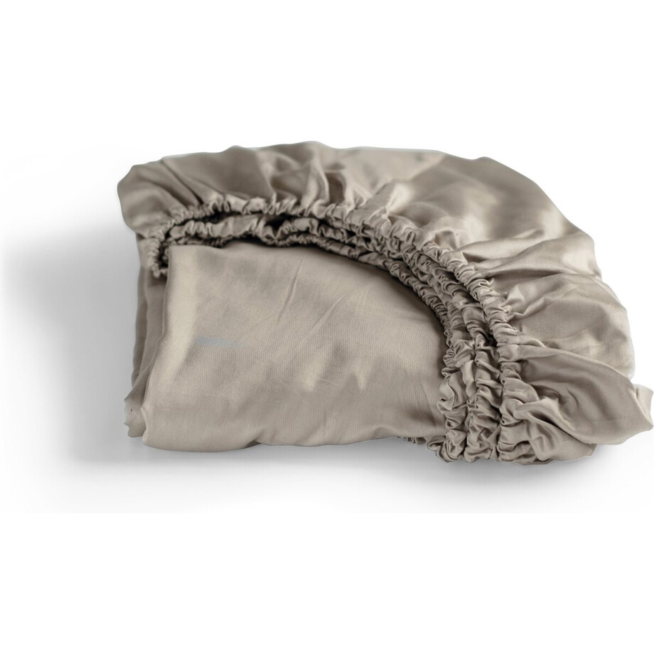 Cinderella - Sundays - Hoeslaken - 100% Katoen-Satijn - 200x200 cm - Tot 25 cm matrashoogte - Taupe afbeelding 1