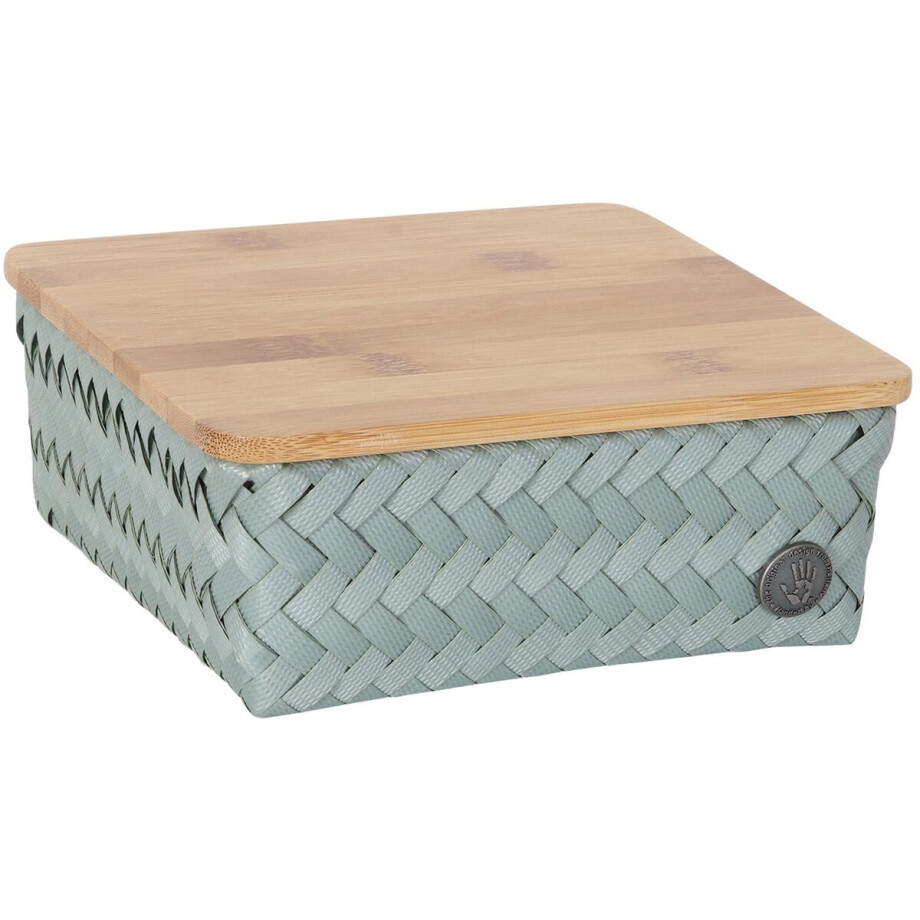 Opbergmand met deksel - Handgevlochten duurzame mand - Opberger - Woonkamer - Babykamer - Kinderkamer - Woonkamer - Handed By - Top Fit Square 18 - lichtgroen - eucalyptus Opbergmand met deksel - Handgevlochten duurzame mand - Opberger - Woonkamer - Babykamer - Kinderkamer - Woonkamer - Handed By - Top Fit Square 18 - lichtgroen - eucalyptus afbeelding 1