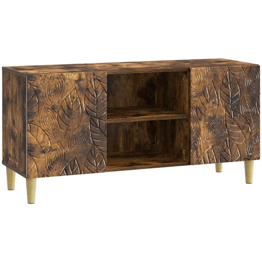vidaXL - TV - Kast - 102 - x - 34,5 - x - 50 - cm - Gerookt - eiken - Bewerkt - hout afbeelding 1