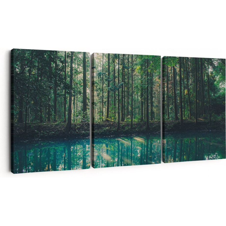 Artaza Canvas Schilderij Drieluik Bos Bij Een Groen Meer - 180x80 - Groot - Foto Op Canvas - Canvas Print Artaza Canvas Schilderij Drieluik Bos Bij Een Groen Meer - 180x80 - Groot - Foto Op Canvas - Canvas Print afbeelding 1