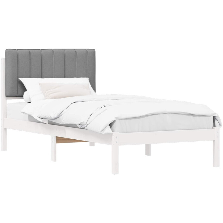 vidaXL - Bedframe - met - Gevoerde - Hoofdbord - Lichtgrijs - 90 - x - 190 - cm vidaXL - Bedframe - met - Gevoerde - Hoofdbord - Lichtgrijs - 90 - x - 190 - cm afbeelding 1