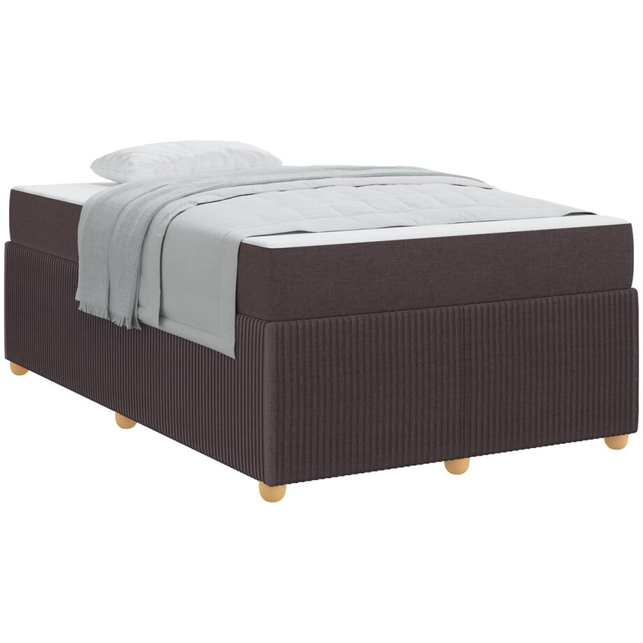 vidaXL - Bedframe - met - matras - Donkerbruin - 120 - x - 200 - cm - Stof afbeelding 1