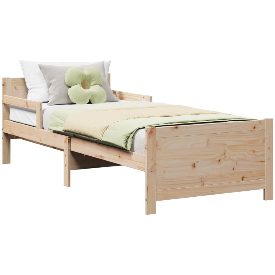 vidaXL - Bedframe - met - hoofdeinde - Bruin - 80 - x - 200 - cm - Bewerkt - hout afbeelding 1