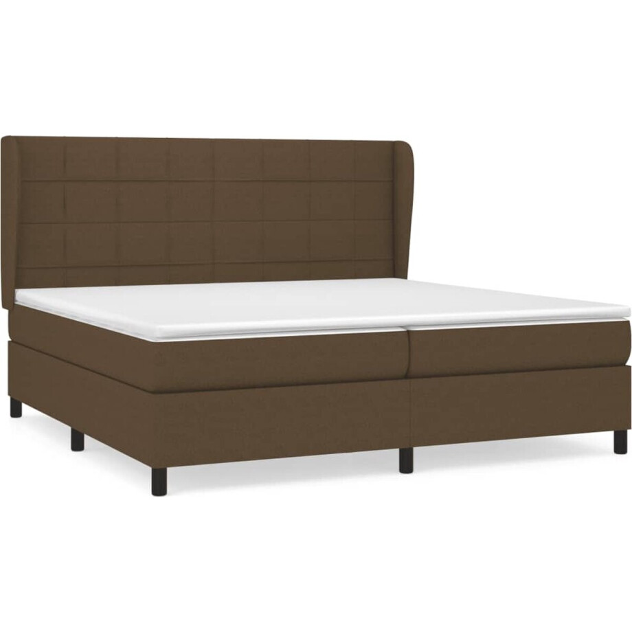 vidaXL - Boxspring - met - matras - stof - donkerbruin - 200x200 - cm vidaXL - Boxspring - met - matras - stof - donkerbruin - 200x200 - cm afbeelding 1