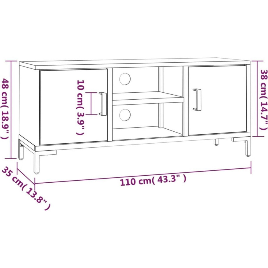vidaXL Tv-meubel massief grenenhout zwart TV Kast - Tv Meubels - Vintage Industrieel - Grenenhout - Zwart vidaXL Tv-meubel massief grenenhout zwart TV Kast - Tv Meubels - Vintage Industrieel - Grenenhout - Zwart afbeelding 1