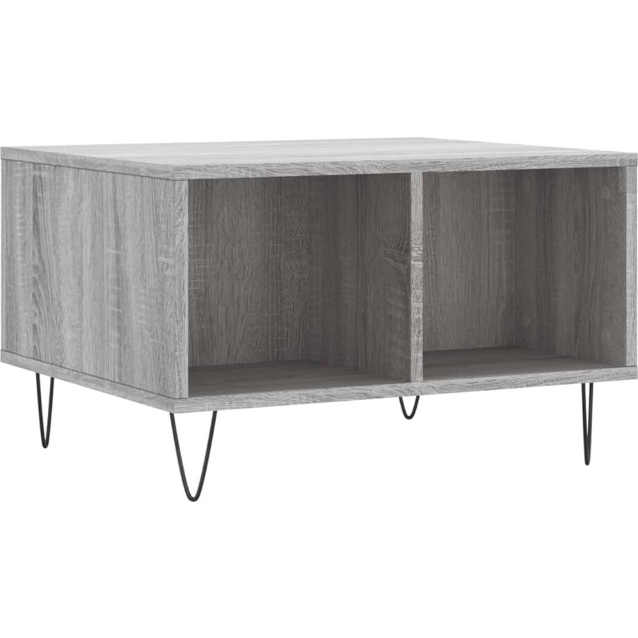 vidaXL - Salontafel - 60x50x36,5 - cm - bewerkt - hout - grijs vidaXL - Salontafel - 60x50x36,5 - cm - bewerkt - hout - grijs afbeelding 1