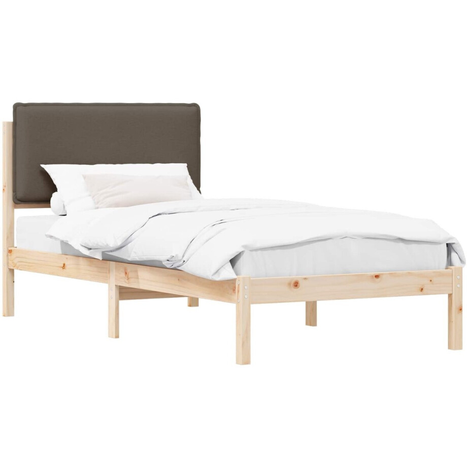 vidaXL - Bedframe - met - Gevoerde - Hoofdbord - Taupe - 90 - x - 200 - cm afbeelding 1
