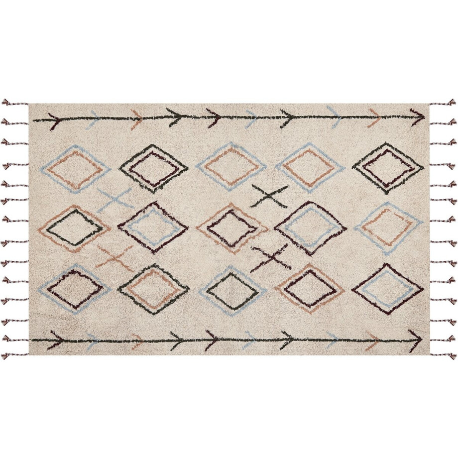CORUM - Laagpolig vloerkleed - Lichtbeige - 140 x 200 cm - Katoen afbeelding 1