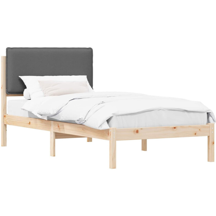 vidaXL - Bedframe - met - Gevoerde - Hoofdbord - Donkergrijs - 75 - x - 190 - cm afbeelding 1