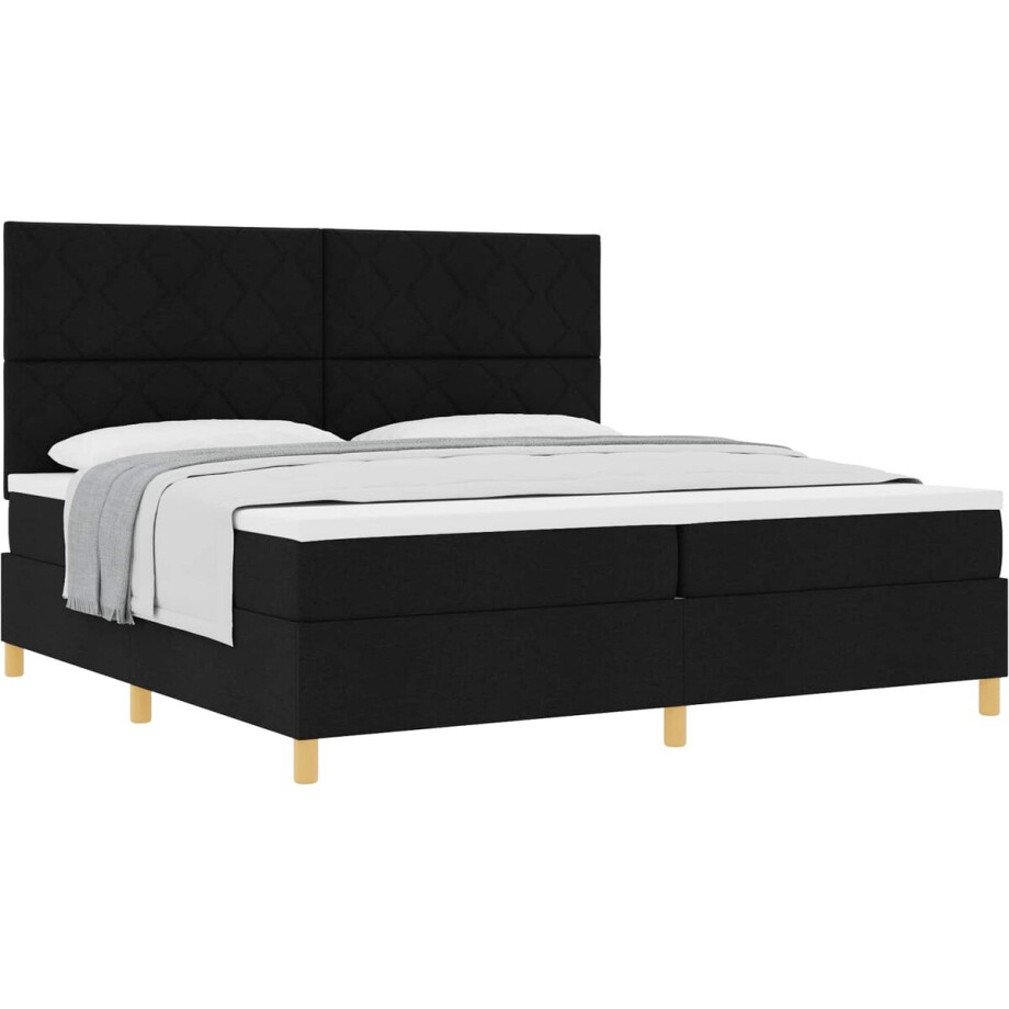 vidaXL - Boxspring - bed - met - matras - met - hoofdeinde - Zwart - 200 - x - 200 - cm - Stof vidaXL - Boxspring - bed - met - matras - met - hoofdeinde - Zwart - 200 - x - 200 - cm - Stof afbeelding 1
