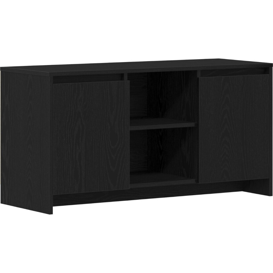 vidaXL - TV - Kast - Zwart - Eiken - 102 - x - 37,5 - x - 52,5 - cm - Bewerkt - hout afbeelding 1