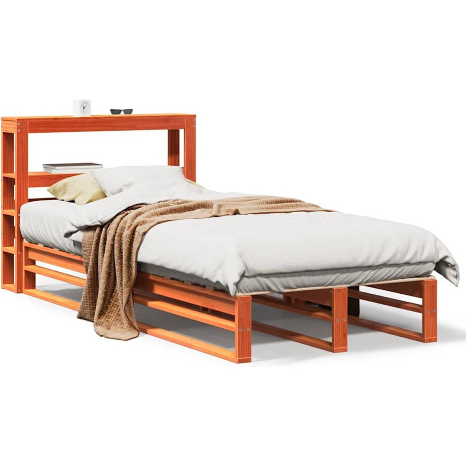vidaXL - Bedframe - zonder - matras - massief - grenenhout - wasbruin - 75x190 - cm afbeelding 1