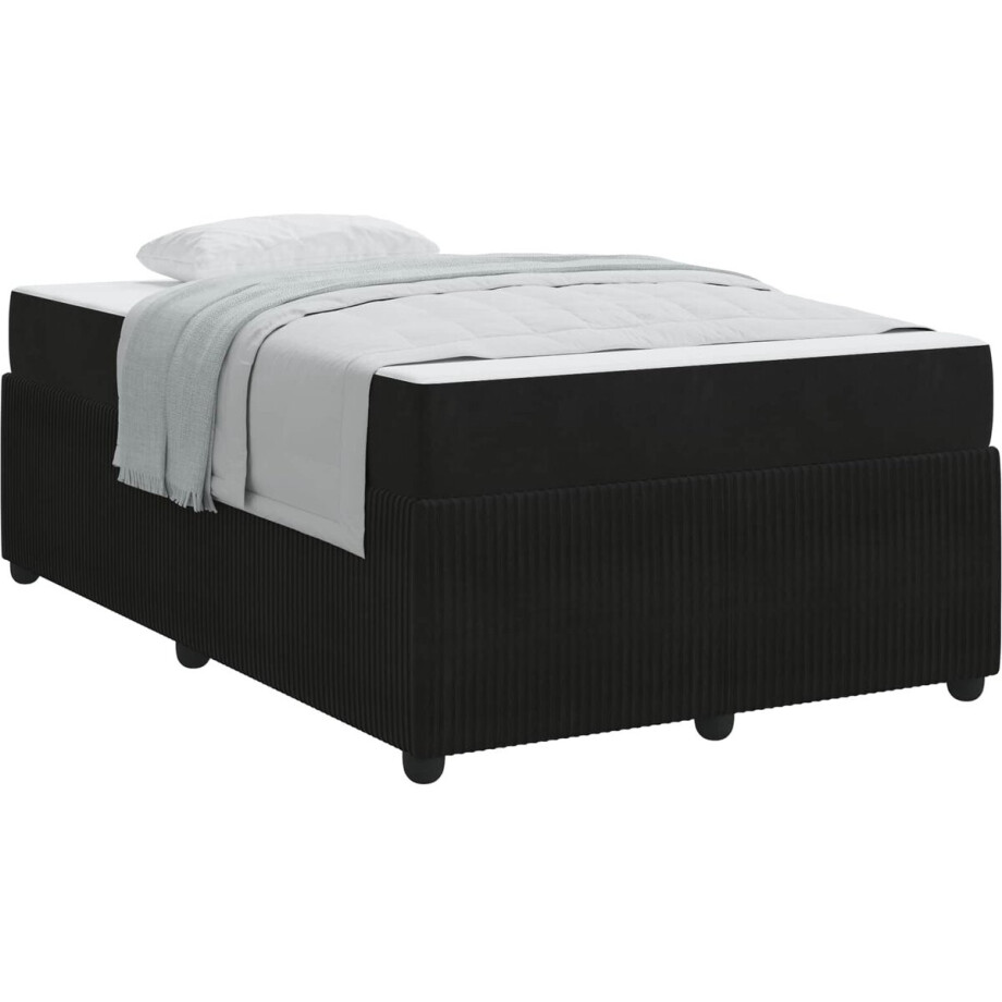 vidaXL - Bedframe - met - matras - Zwart - 120 - x - 190 - cm - Stof afbeelding 1