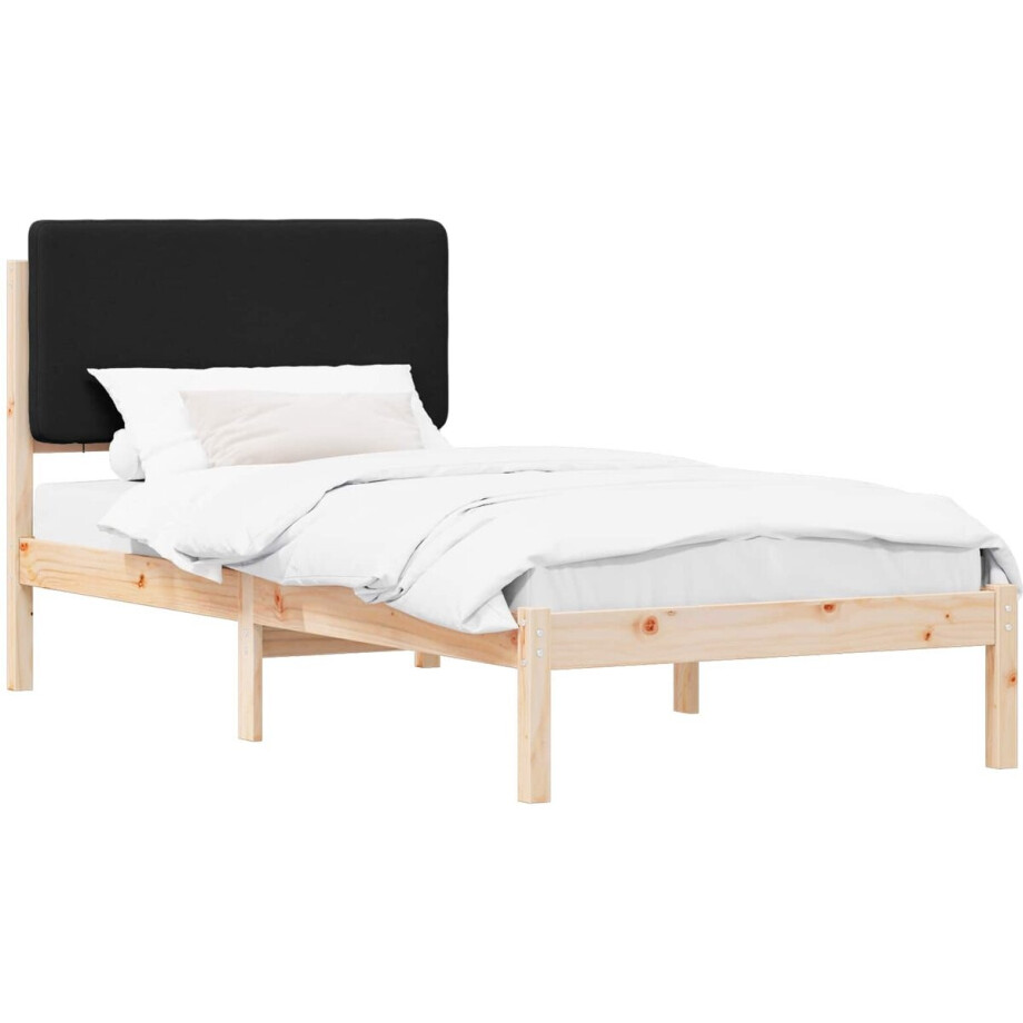 vidaXL - Bedframe - met - Gevoerde - Hoofdbord - Zwart - 100 - x - 200 - cm vidaXL - Bedframe - met - Gevoerde - Hoofdbord - Zwart - 100 - x - 200 - cm afbeelding 1